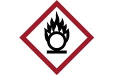 GHS hazard pictogram warning of oxidizing agent. 