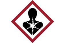 GHS hazard pictogram warns of health hazard material. 