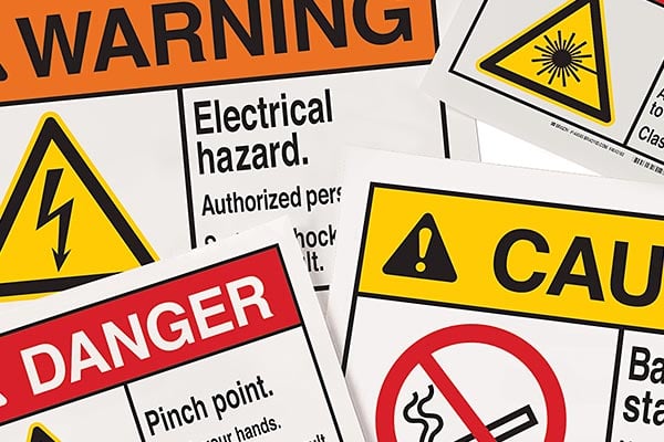 A collection of safety signs.