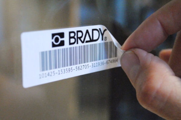 Brady removable barcode label.