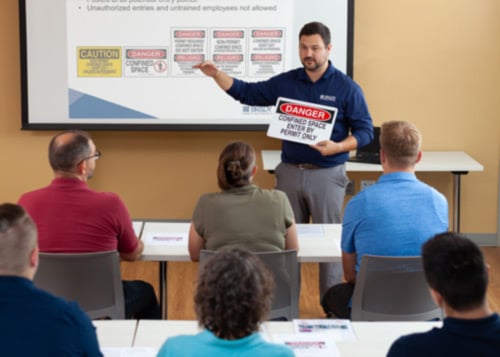 Training session for confined space hazards.