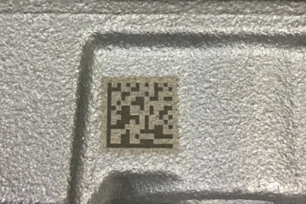 QR code marked on metal with a fiber laser.