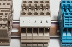 Labeled, modular blocks for electrical wires.