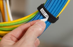 Closeup of a Brady Grip velcro label clasp.