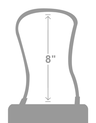 An 8 inch cable shackle measured from the top of the body to the inside of the shackle