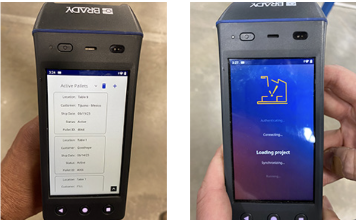 A Brady HH83 handheld barcode scanner and mobile computer. 