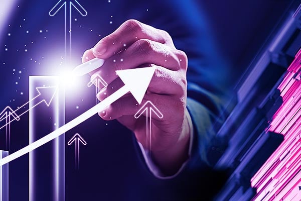 Illustration depicting upward business growth and success. 