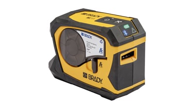 Yellow and black Brady M211 portable bluetooth label maker. 