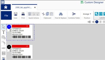Screenshot showing label printing software.