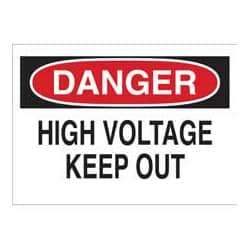 A danger high-voltage sign, an example of a Brady electrical and arc-flash safety sign.