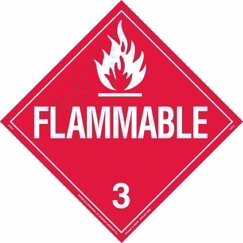 Red Brady diamond-shaped flammable 3 sign.