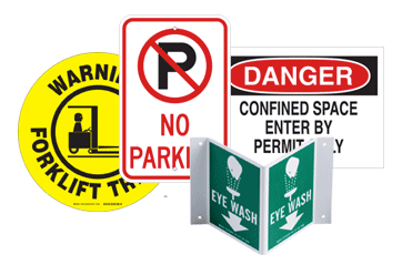 A variety of Brady safety signs.