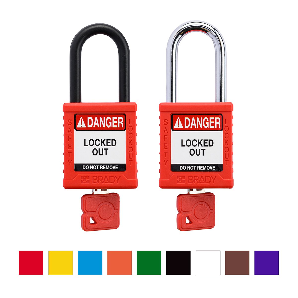 Two red Velocity nylon padlocks