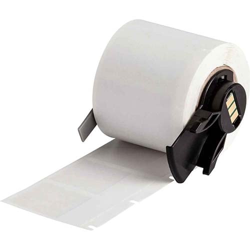 Roll of white Brady self-laminating vinyl wrap around  labels.