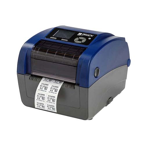 Blue and gray Brady BBP12 label printer.