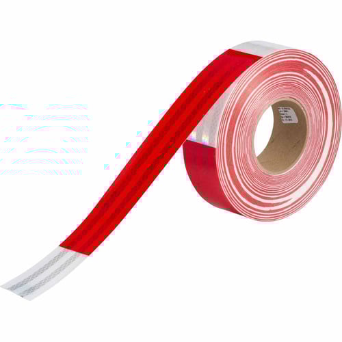 Roll of red Brady vehicle conspicuity tape.