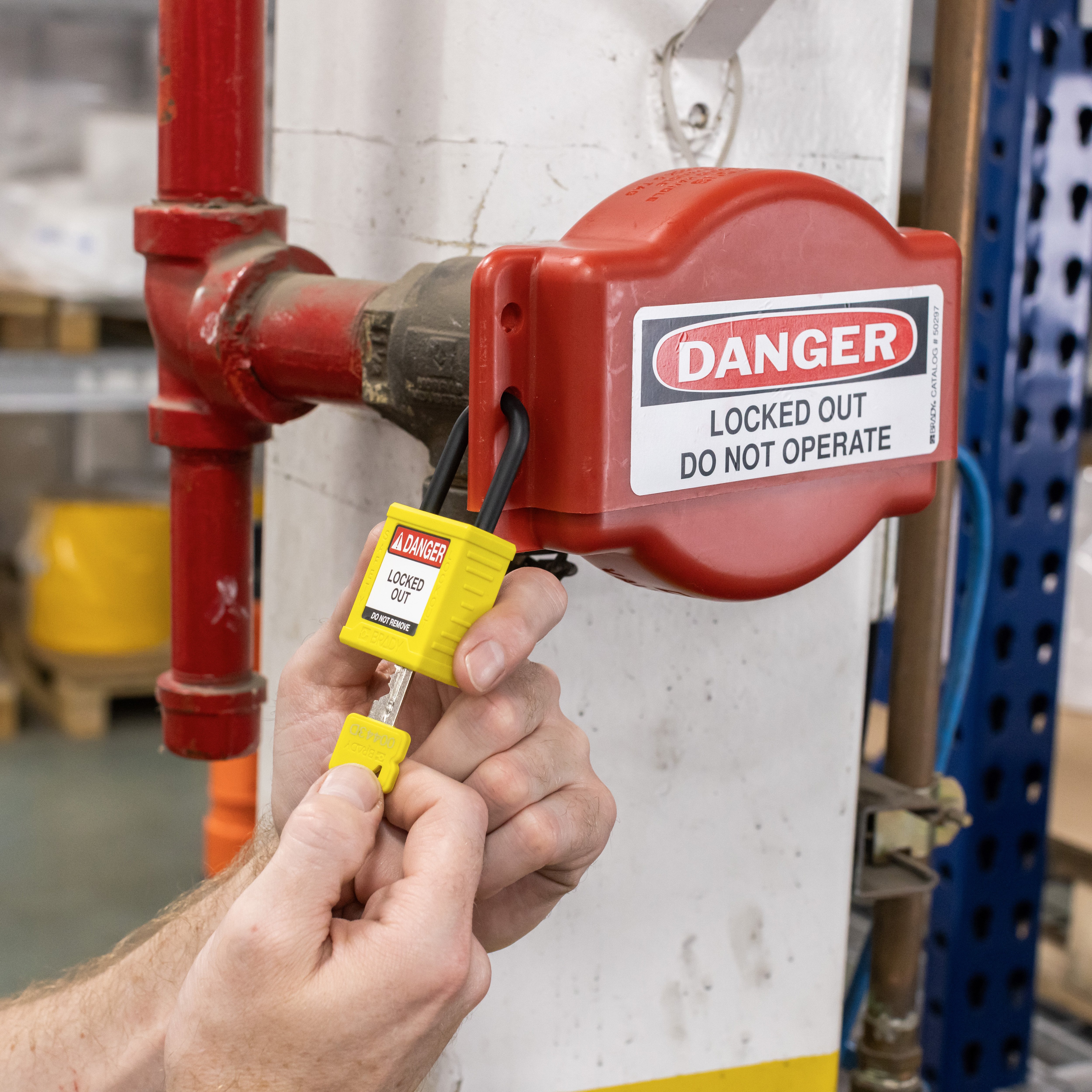 Hand opening padlock to lockout tagout device.