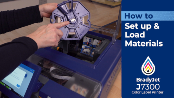 How to set up and load materials for BradyJet J7300.