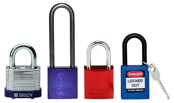 Different padlocks in a row.