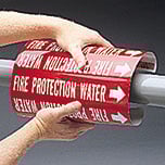 Snap on Snap Around Pipe Marker on a pipe