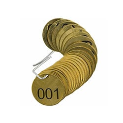 flat round metal brass pipemarking tags