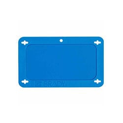 a blue plastic pipe marker valve tag