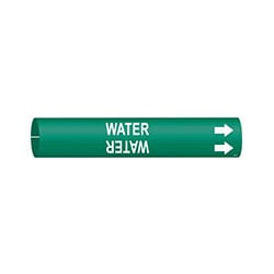 a green pipe marker sleeve for water