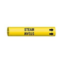 a yellow pipe marker sleeve for steam