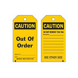 a sample yellow cardstock hang tag