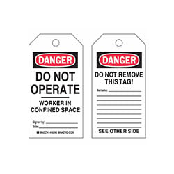 a sample red and white cardstock hang tag