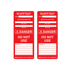 a sample red and white cardstock hang tag